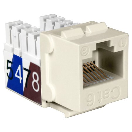 QUEST TECHNOLOGY INTERNATIONAL Cat6 Slim-Style 90 Degree Keystone Jacks, 8P8C - Lt Almond NKJ-6510